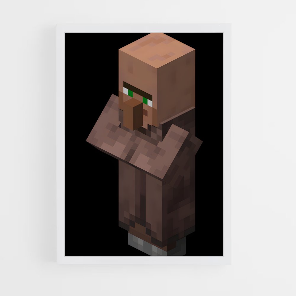 Poster Le Villageois Pixélisé – affiche Minecraft (vue 3)